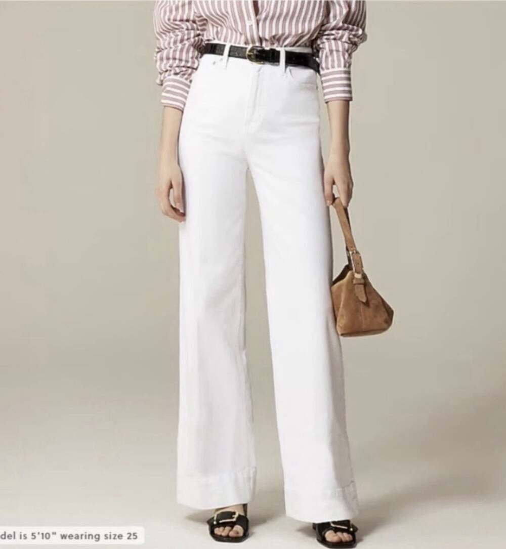 J. Crew '96 Denim Trouser Jeans White Pockets 32 Wide Leg High Rise Preppy NWT